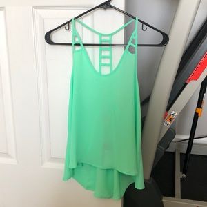 NWT GUESS cutout racer back top, bright sea foam green